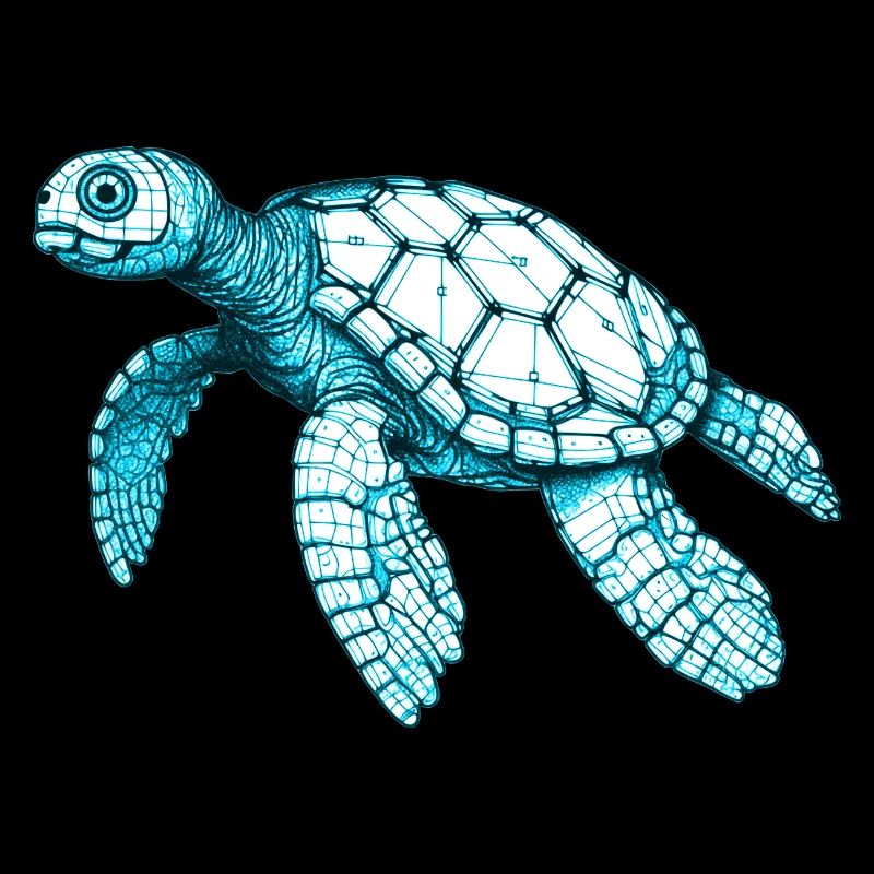 Belle tortue de mer en bleu