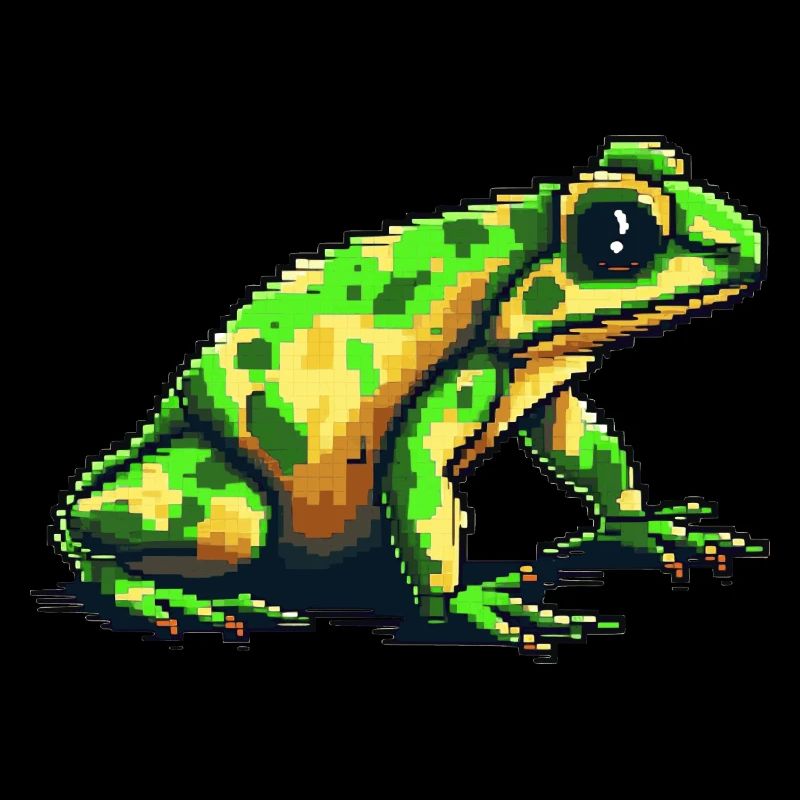 Poison dart frog in 8 bit retro pixel graphics