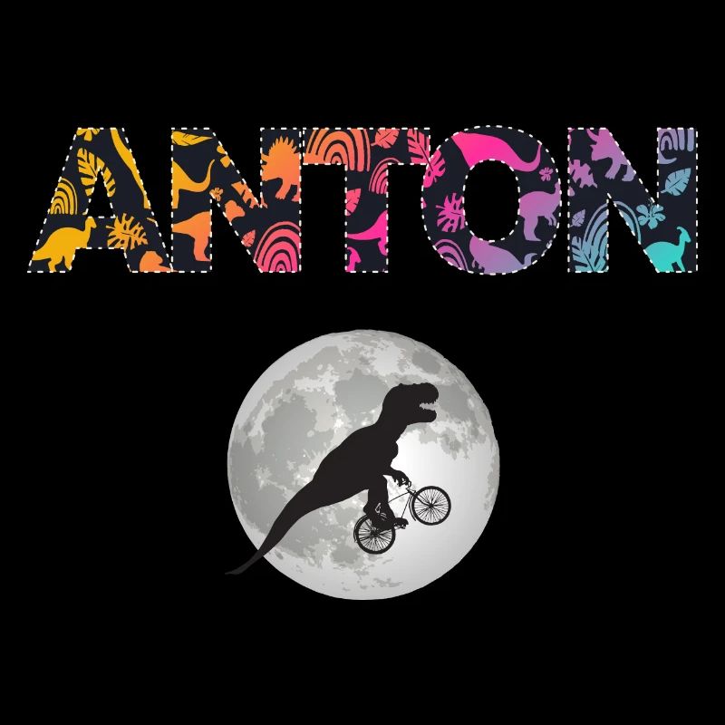 ANTON - Beautiful boy name with dinosaur