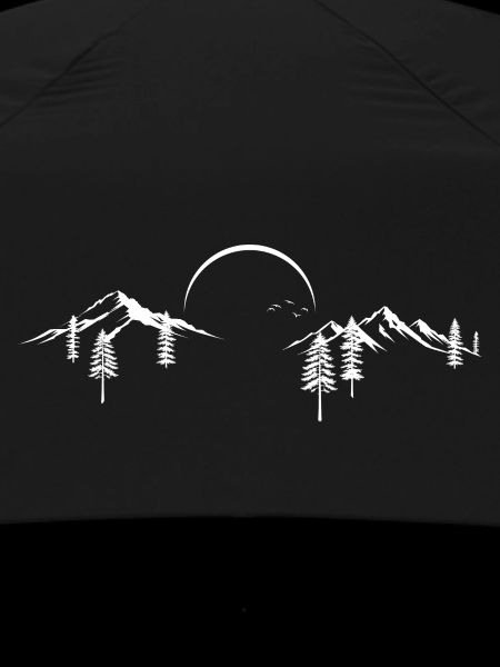Moonlit Mountain Forest Silhouette