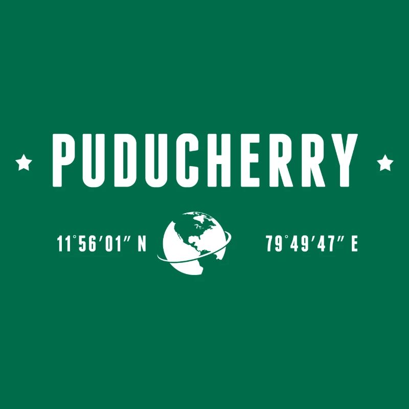 PUDUCHERRY Stylized Geographical Coordinates