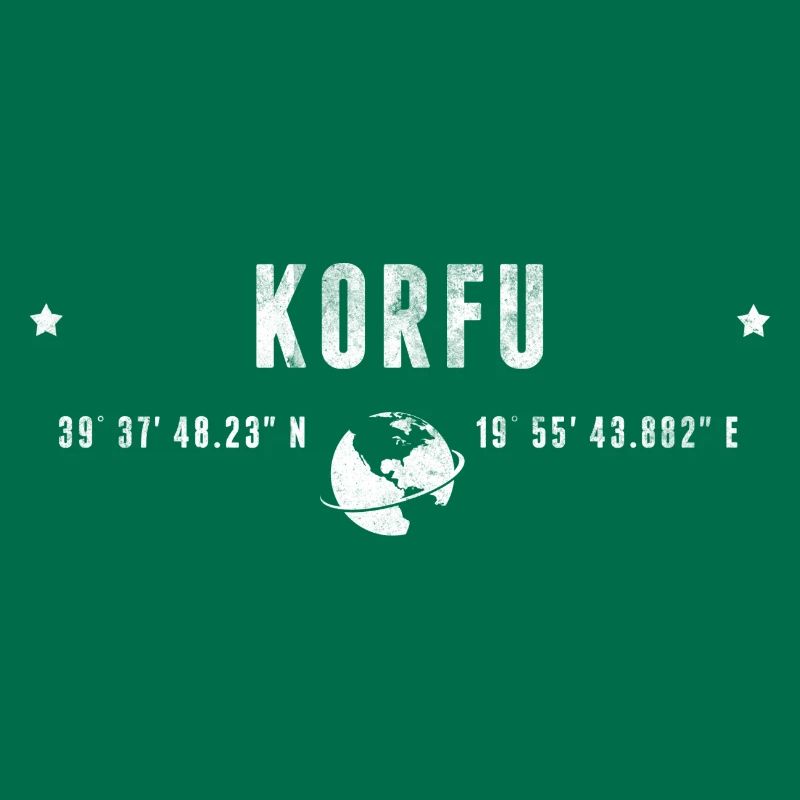 Corfu Stylized Geographical Coordinates