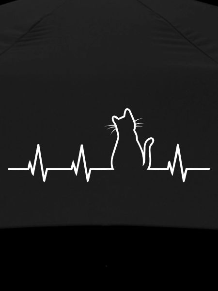 Cat silhouette with heartbeat