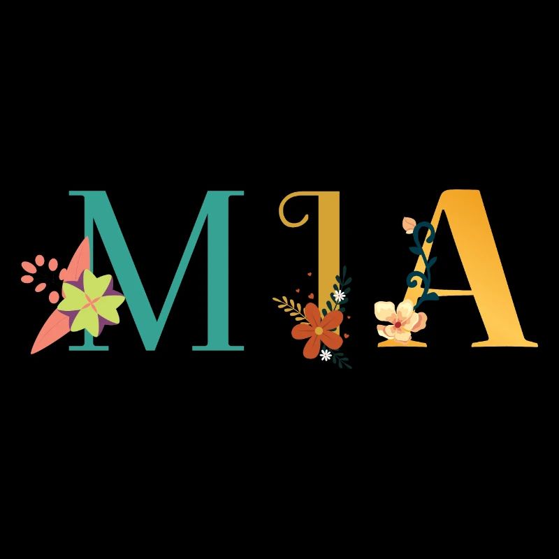 Art du nom MIA avec fleurs brodées