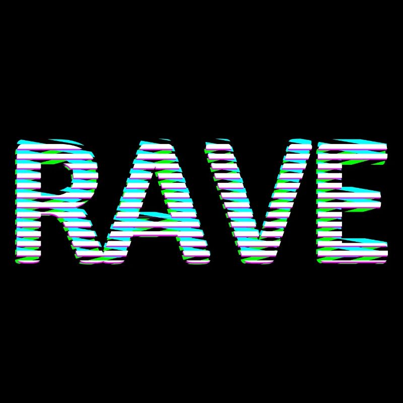 Rave lettering Tripping Techno LSD MNML neon white