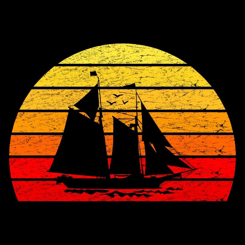 Sailboat sailing - sun sunrise retro