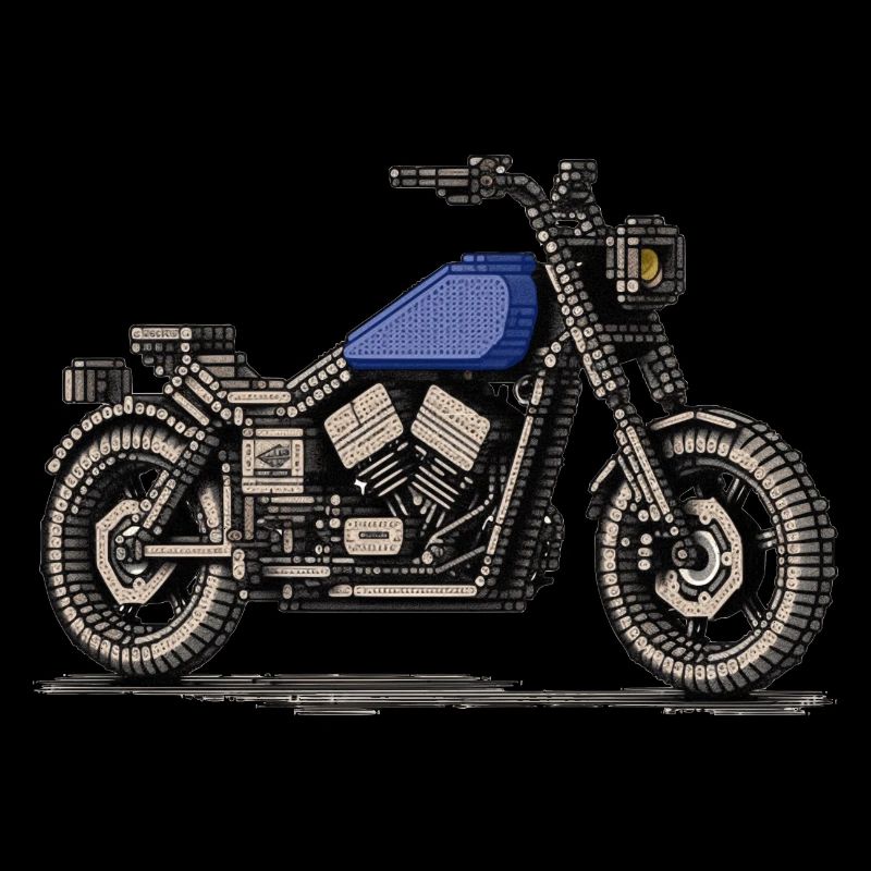 Chopper as a vintage motorcycle in pixel art
