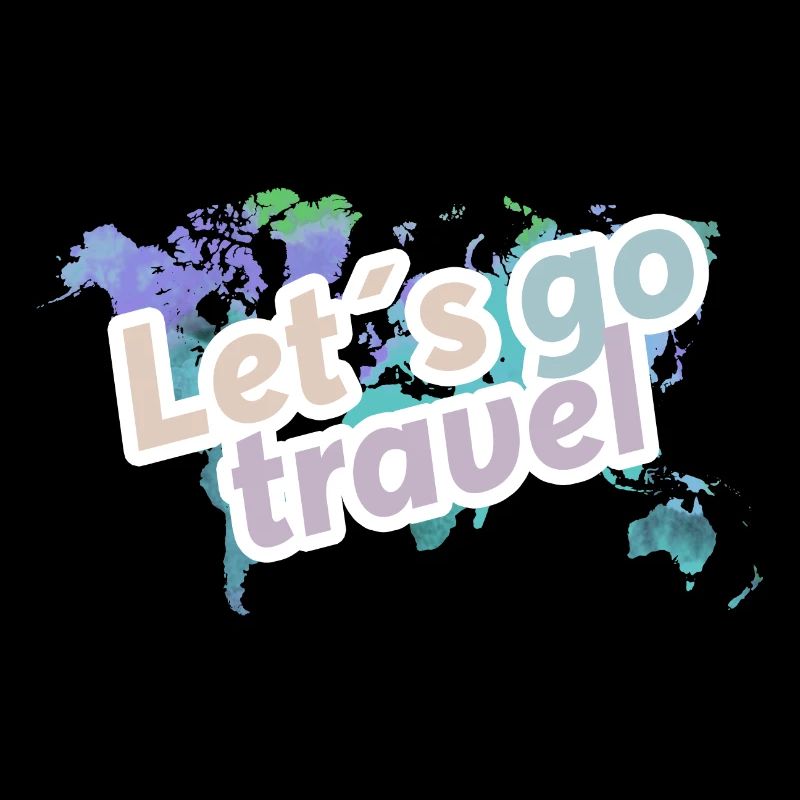 Map with letters: "lets go travel"