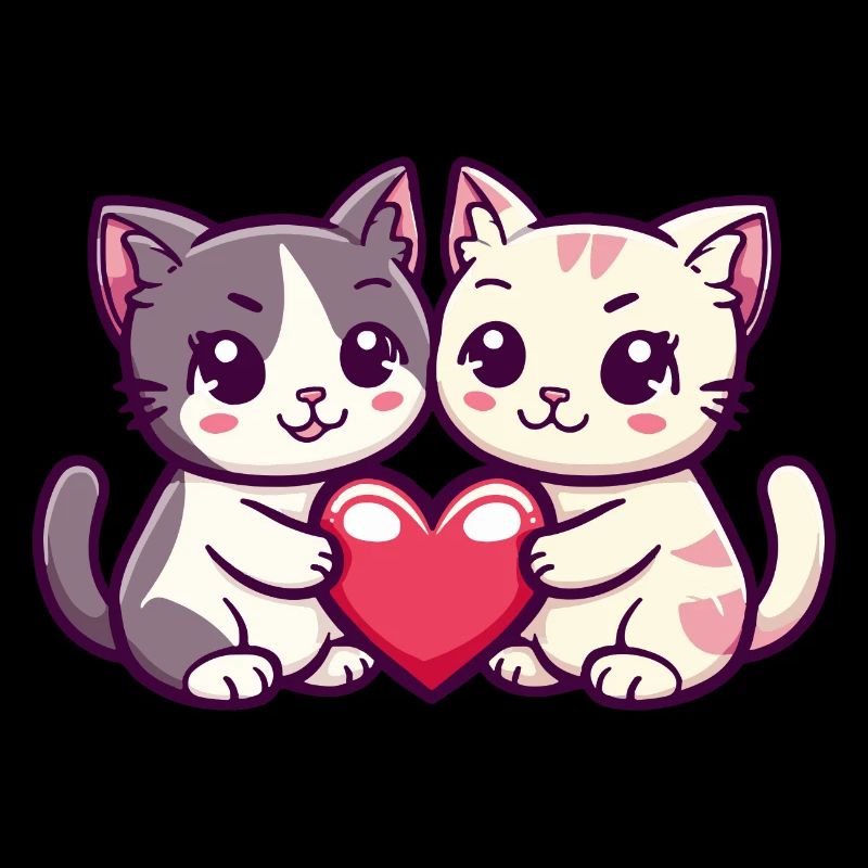 Cat Comic Couple Love