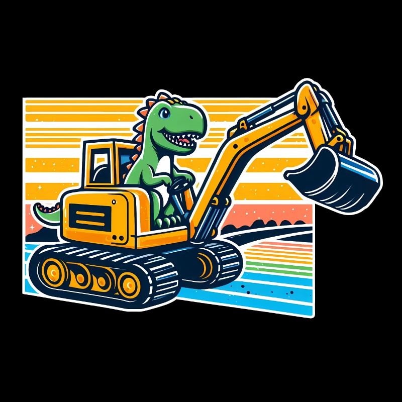 Dinosaurier-Bagger - Cooler Dino, der einen Bagger fährt