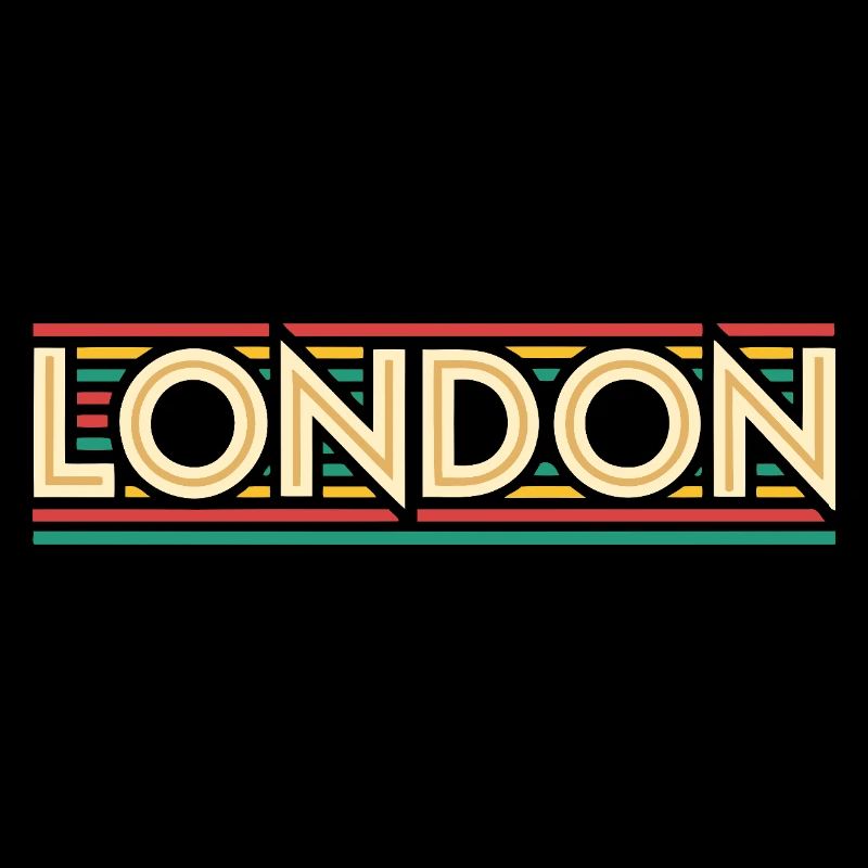 LONDON Retro Neon on Colored Stripes