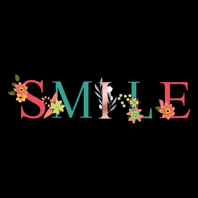 SMILE Name Art avec des fleurs brodées