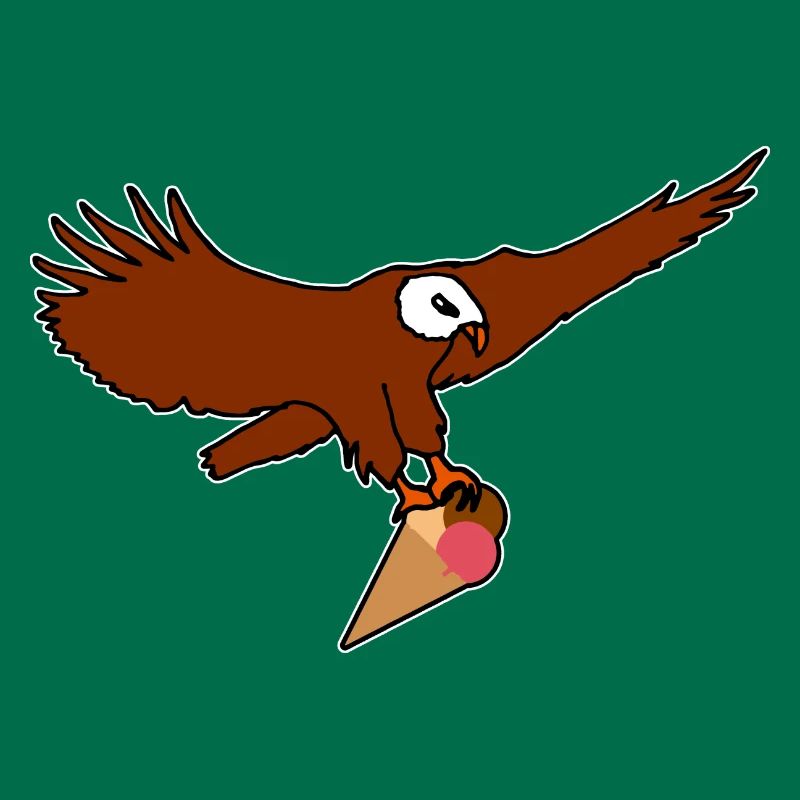 Aigle volant avec cornet de crème glacée