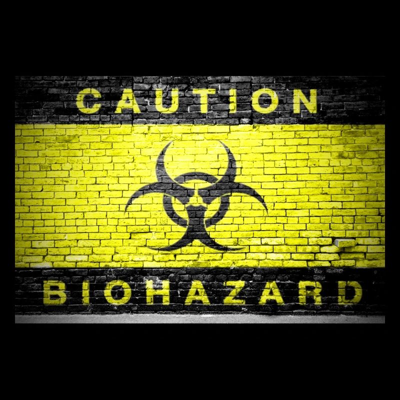 Attention Biohazard brique mur affiche