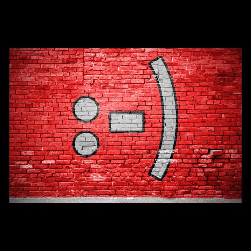 Smiley Ziegelsteinmauer Graffiti :-)