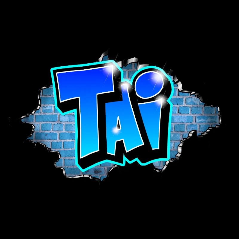 Graffiti TAI Wall Crack Blue Brick