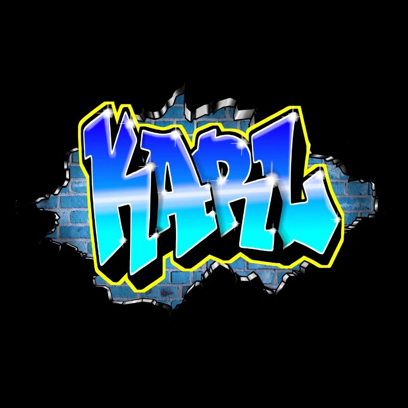 Graffiti KARL Blue Brick Crack