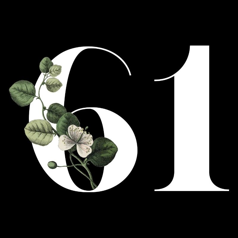 Nummer 61 Blumengrün - 61. Geburtstag Blumen