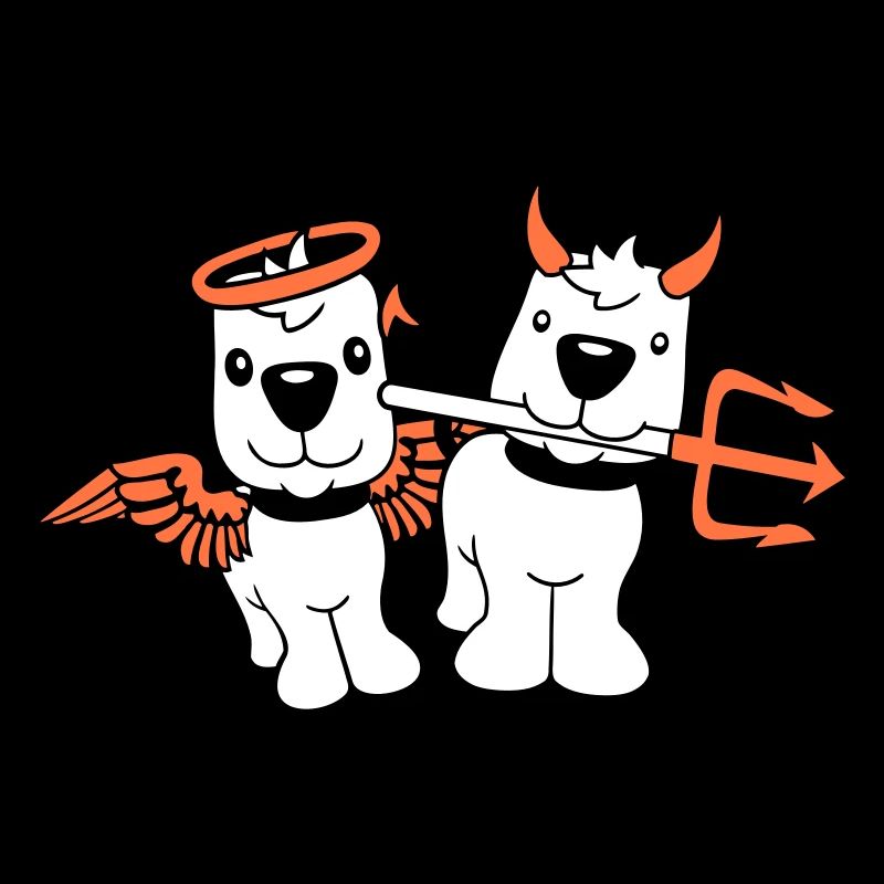 2 Chiens Ange Diable Satan Ciel Enfer Conscience