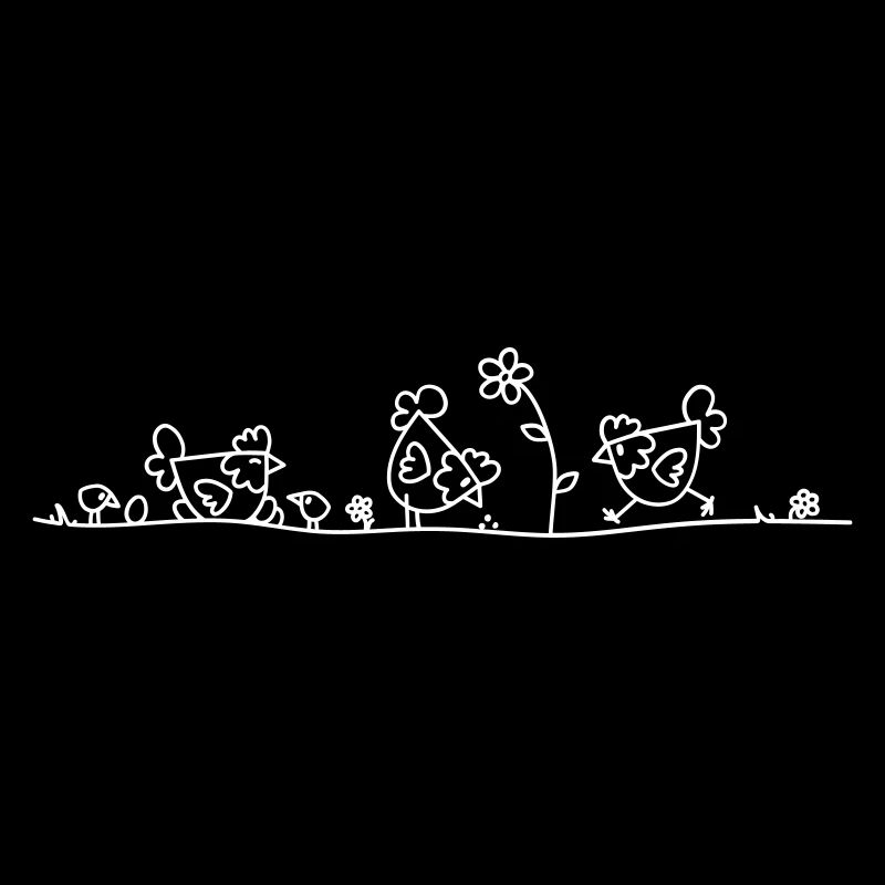 Glückliche Hühner Line Art