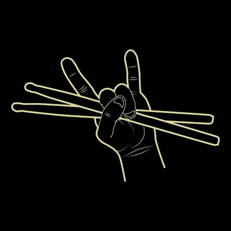 Motif de baguettes de signe de main de batteur rock