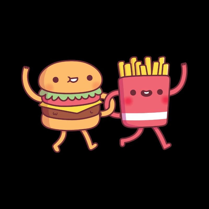 Burger mignon et frites reliant les amis des bras