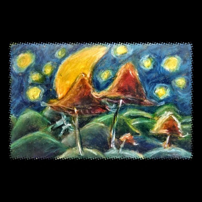 Montagnes et champignons Graphiques Pastels à l’huile