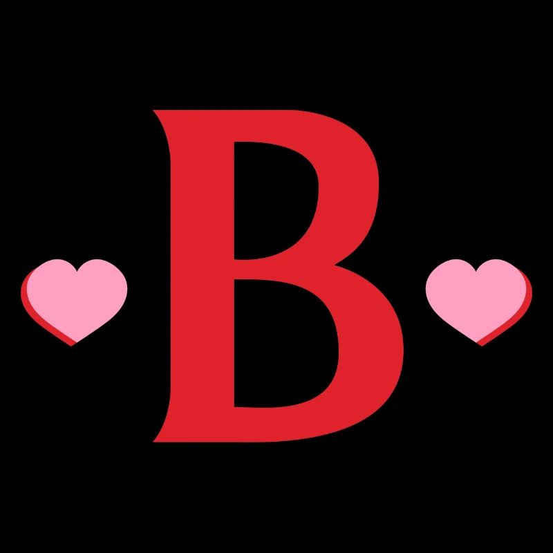 Lettre b cœurs rouges
