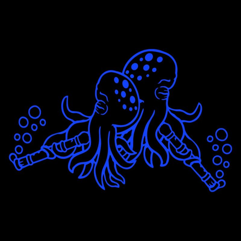 2 Octopus Flute Music Play Bubbles Band Team
