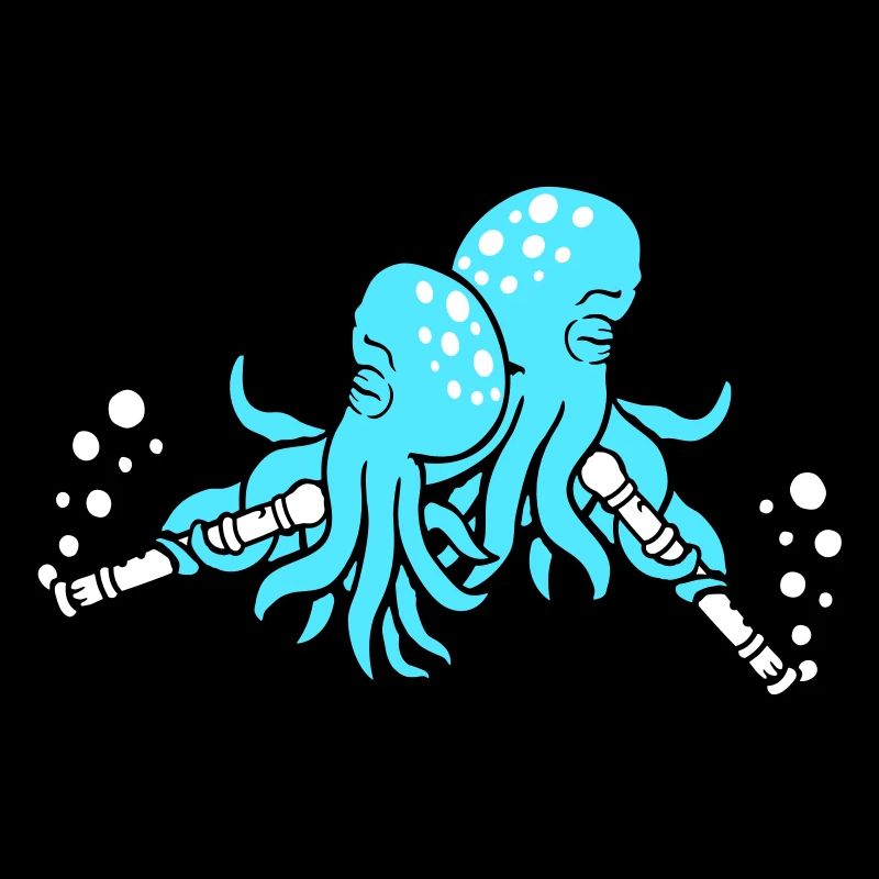 2 Octopus Flute Music Play Bubbles Band Team