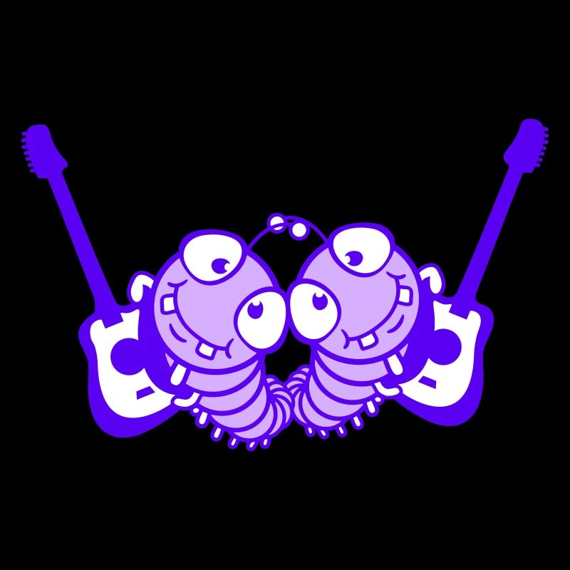 2 Party Caterpillars Team Two Friends Playing Guitar