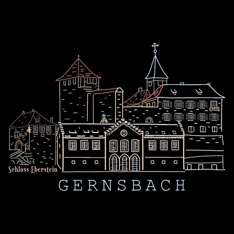 Gernsbach, Zeichnung Schloss Eberstein Schwarzwald