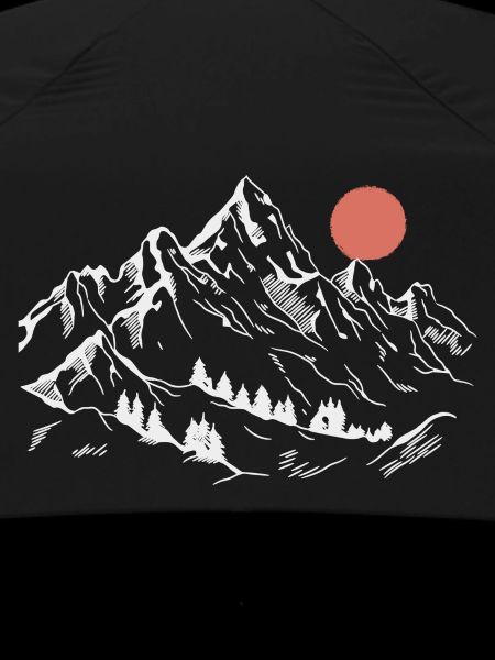 Snowy Peaks Under Red Sun
