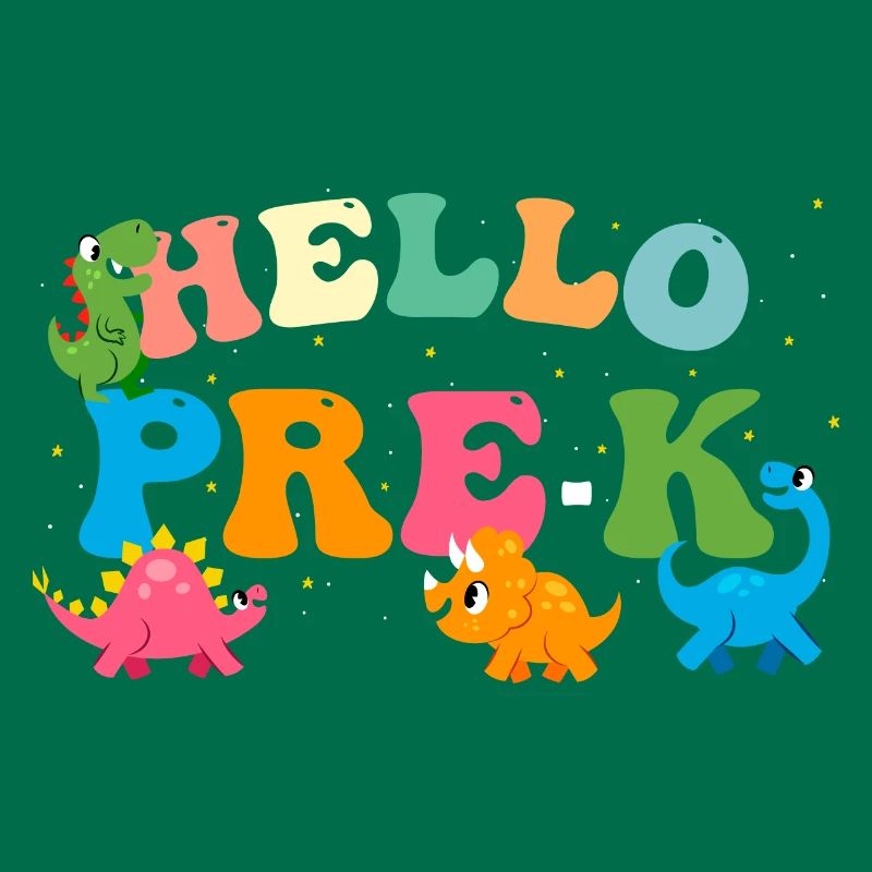Hello Pre K Back To School with Cute Dinosaurs