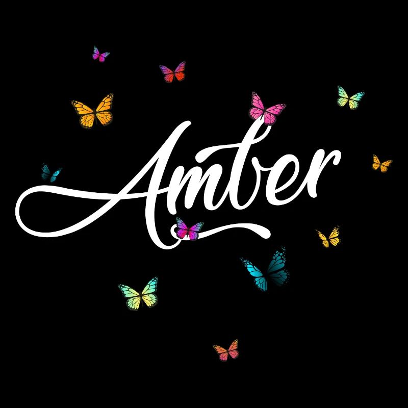 AMBER - Mädchen Name mit bunten Schmetterlingen