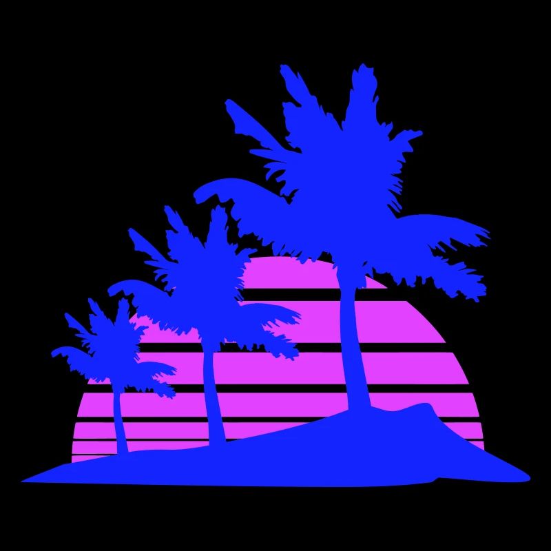 3 Palm Trees Island Tree Stripes Sun Sunset