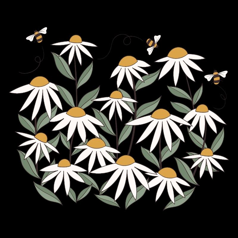 Fleurs sauvages avec abeilles