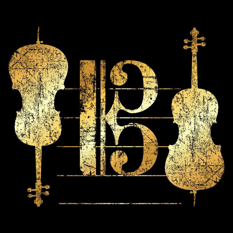 Tenor Clef & Cello (Golden Yellow) Cellist Cello
