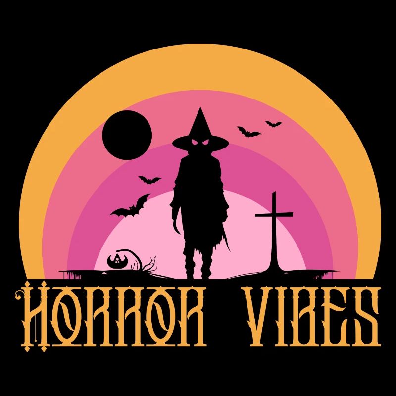 Horror Vibes Witch Silhouette Sunset