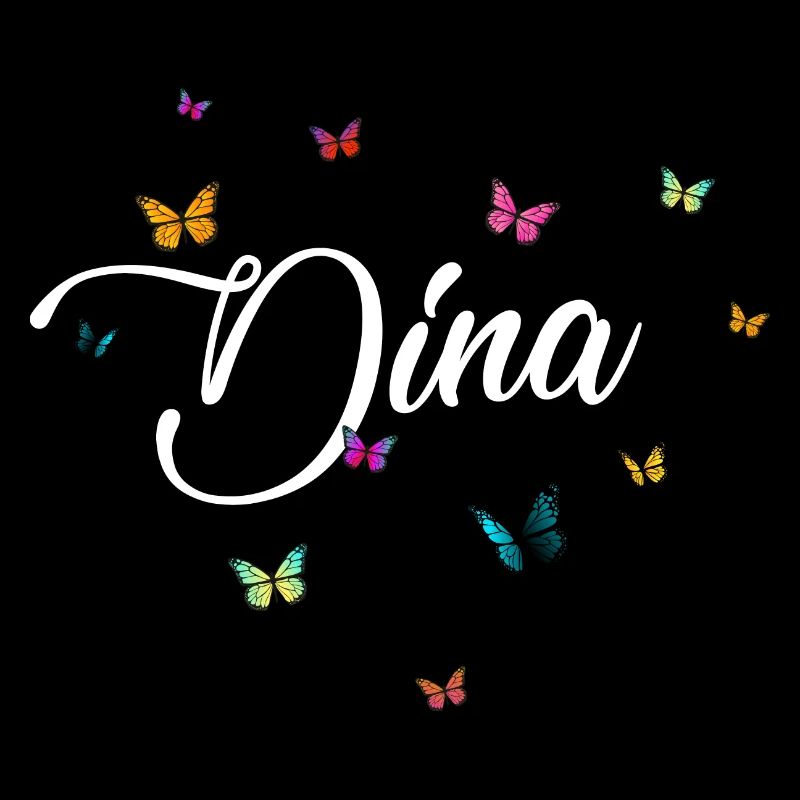 DINA - Mädchen Name mit bunten Schmetterlingen