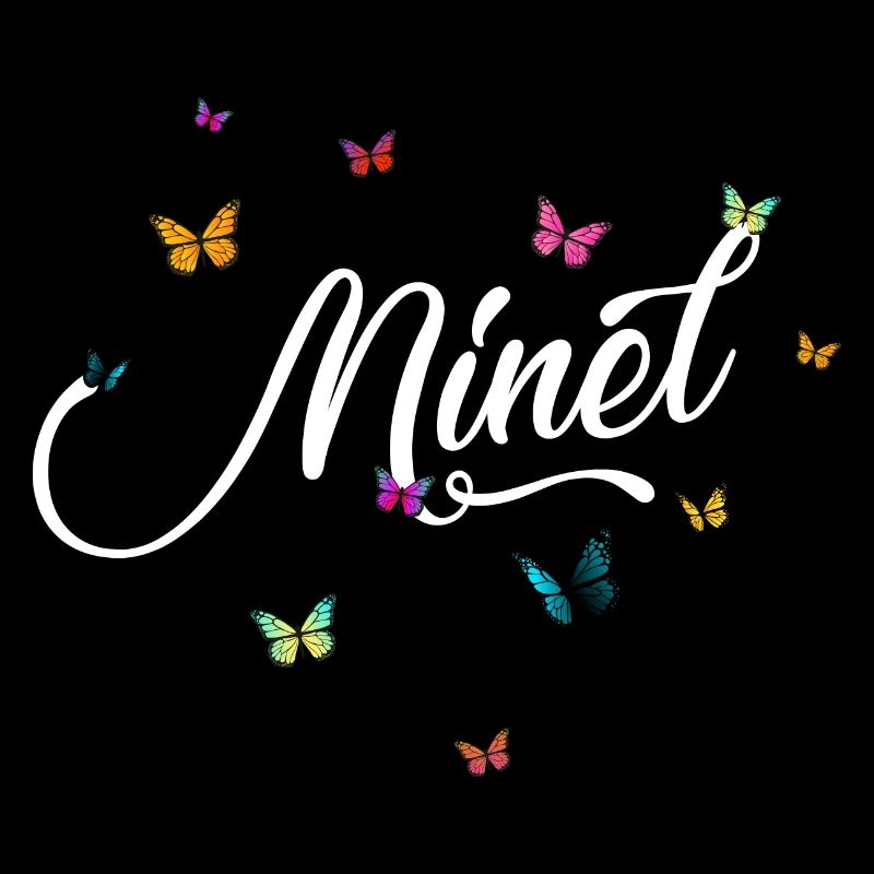 MINEL - Mädchen Name mit bunten Schmetterlingen