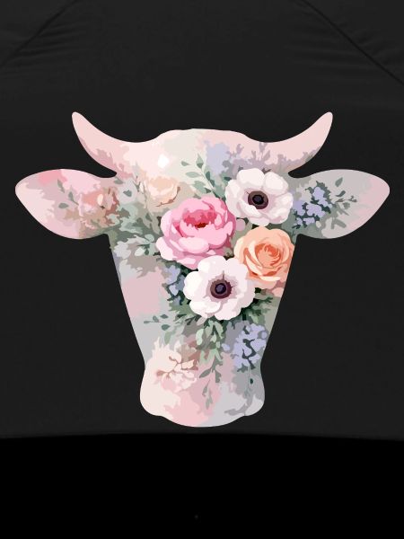 Cow Silhouette Flowers