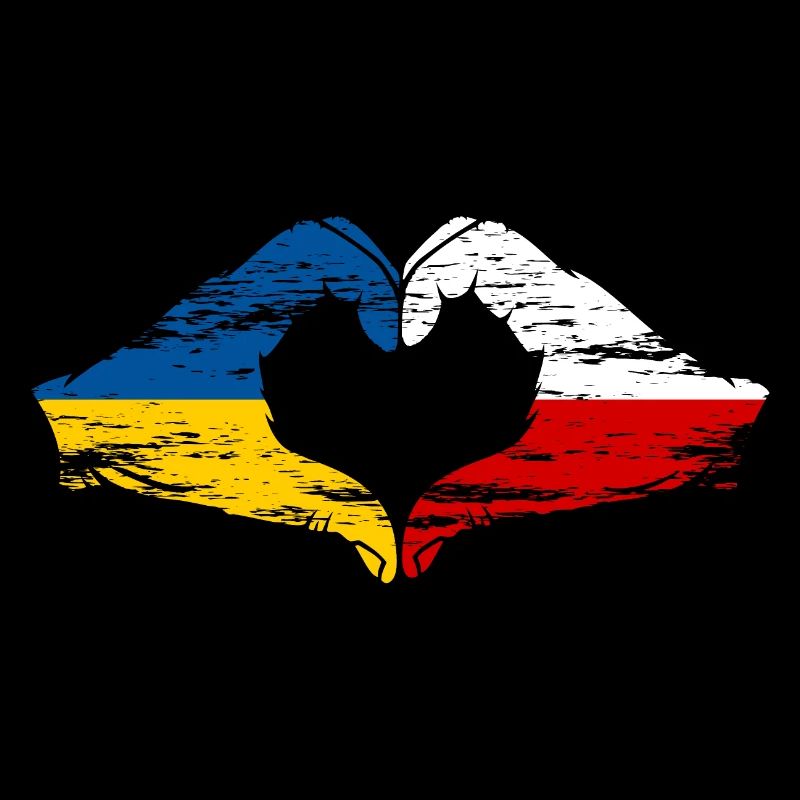 Ukraine Polen Herzform mit Hände used