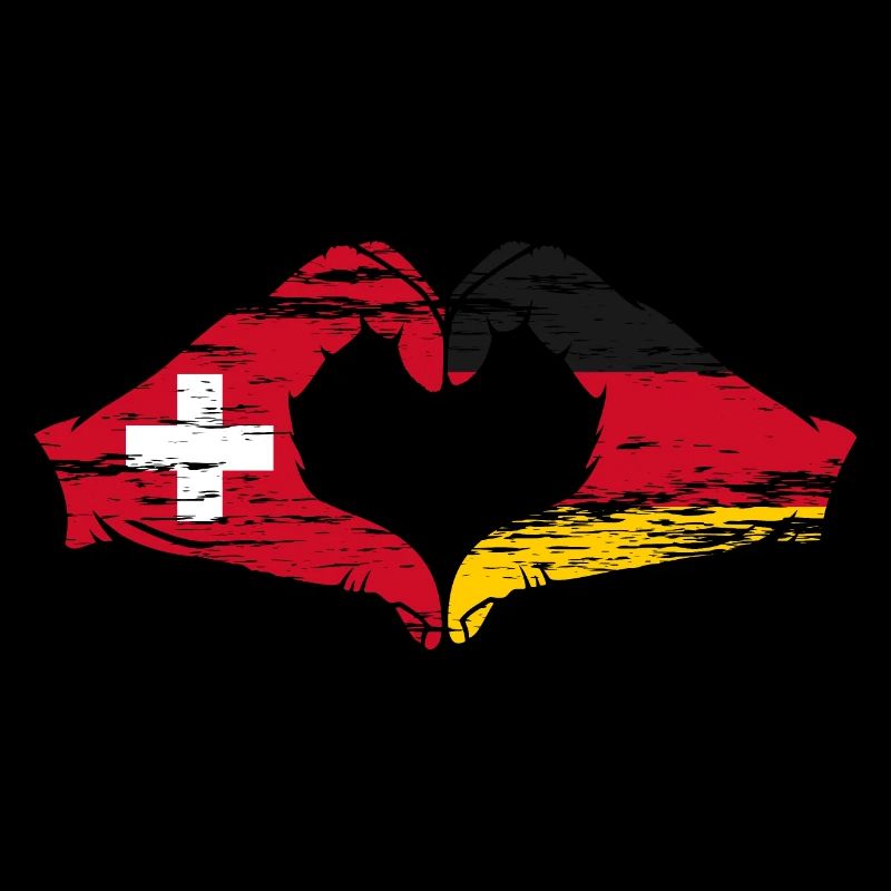 Suisse Allemagne Drapeau Mains Coeur Forme utilisé