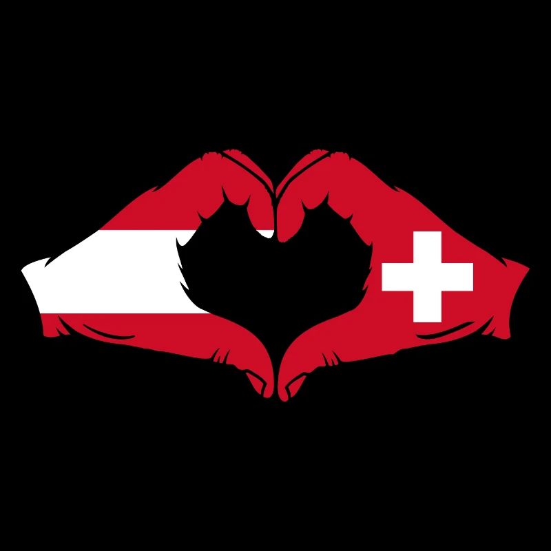 Austria Switzerland Flag Hands Heart Shape