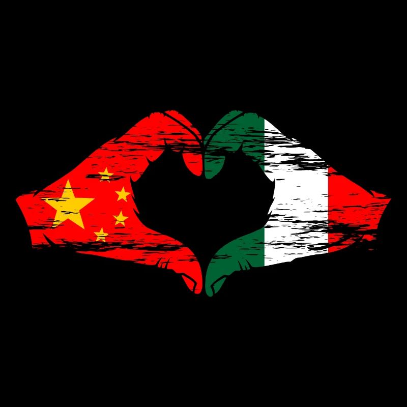 Chine Italie drapeau coeur forme utilisé