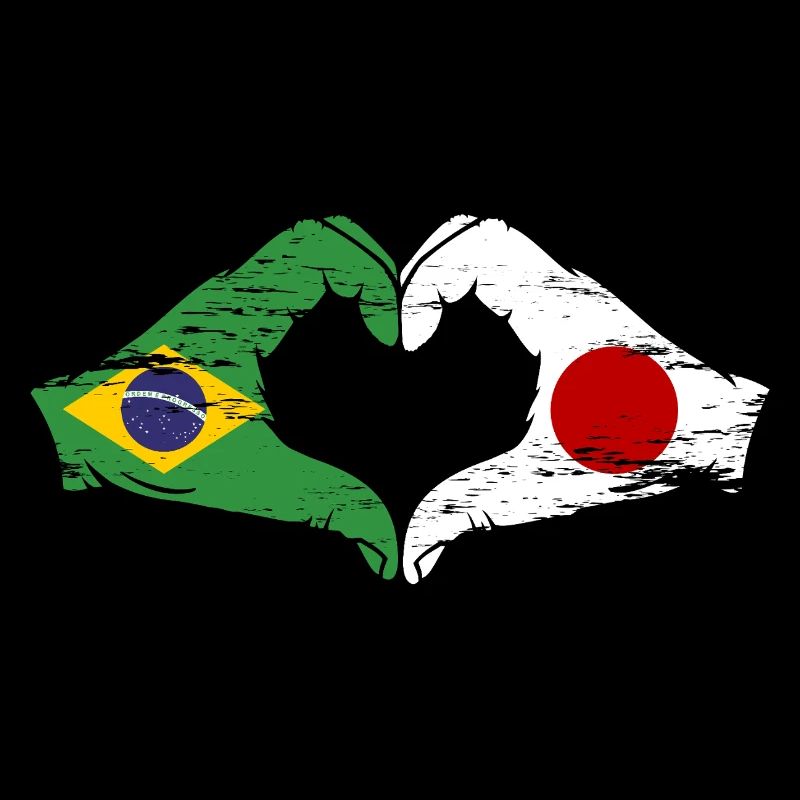 Brésil Japon Drapeau Mains Coeur Forme Utilisé