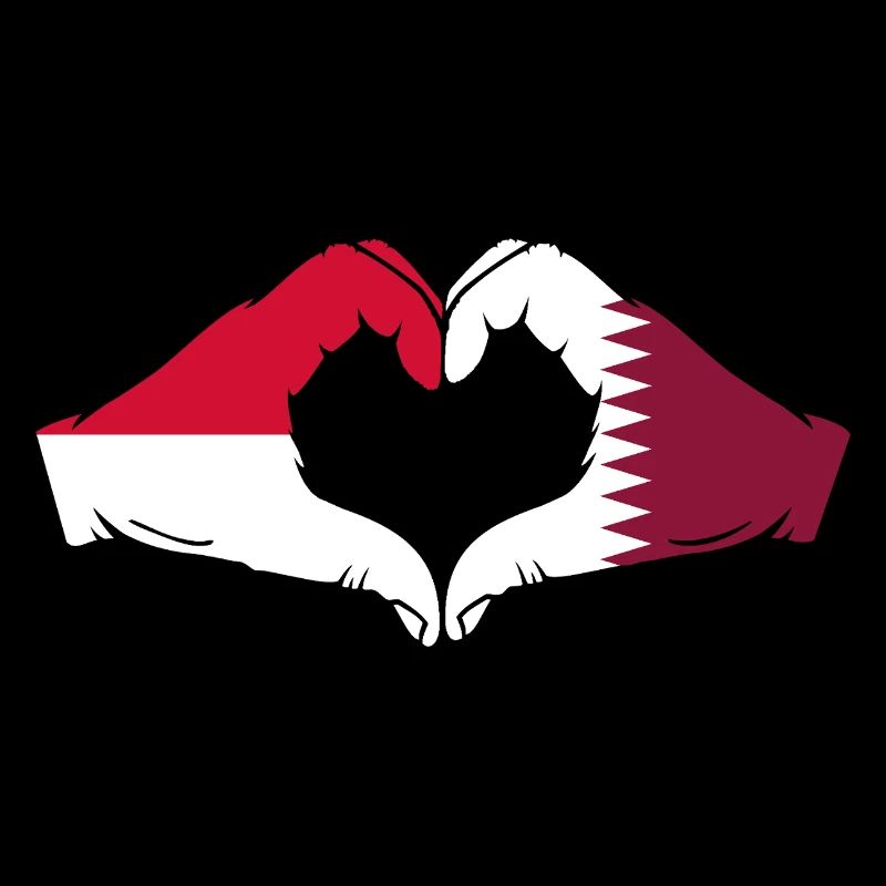 Drapeau Monaco Qatar main forme coeur