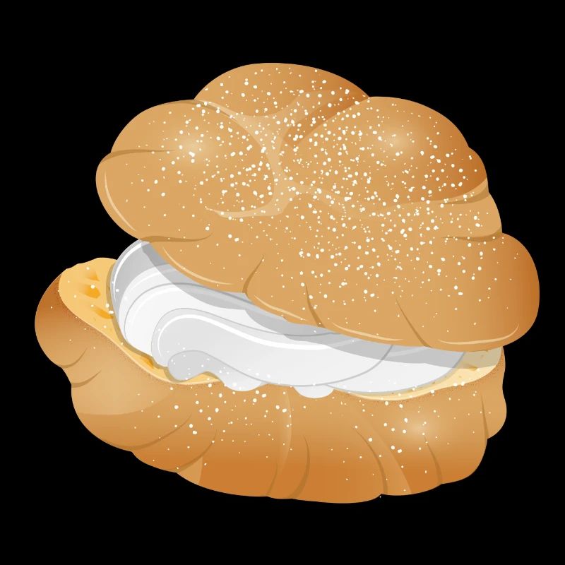 Illustration eines mit Sahne gefüllten Windbeutel