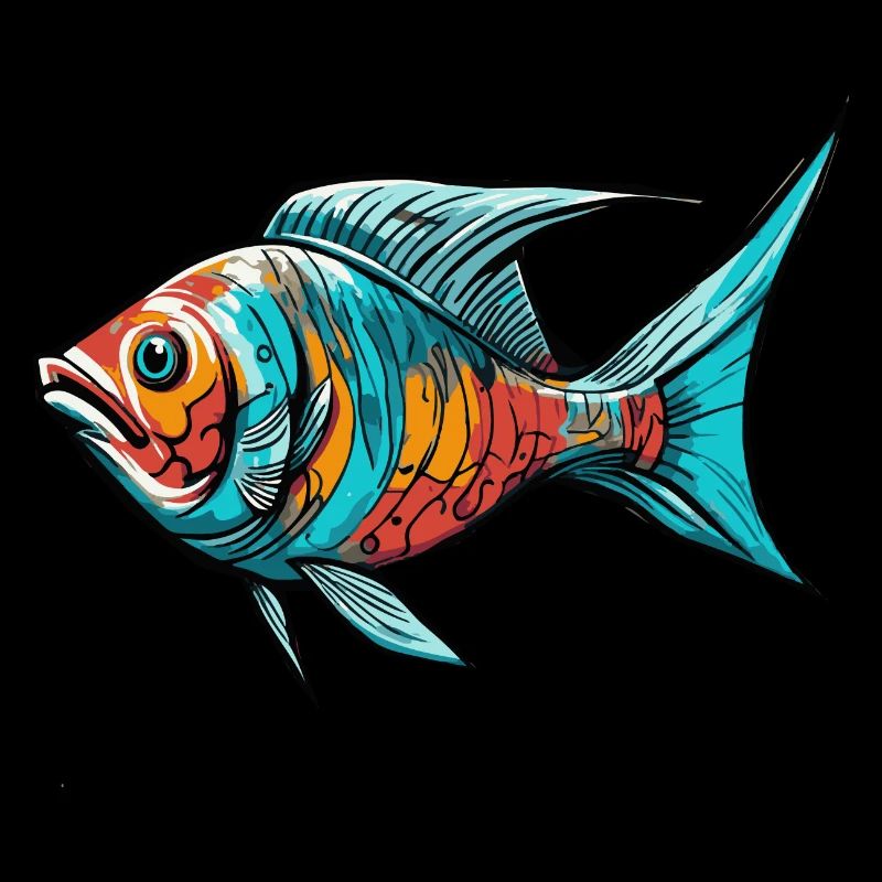 Poisson Graffiti coloré